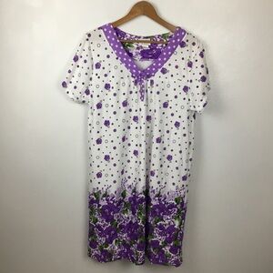 Lati Fashion Intimates Collection Purple Floral Nightgown 1X